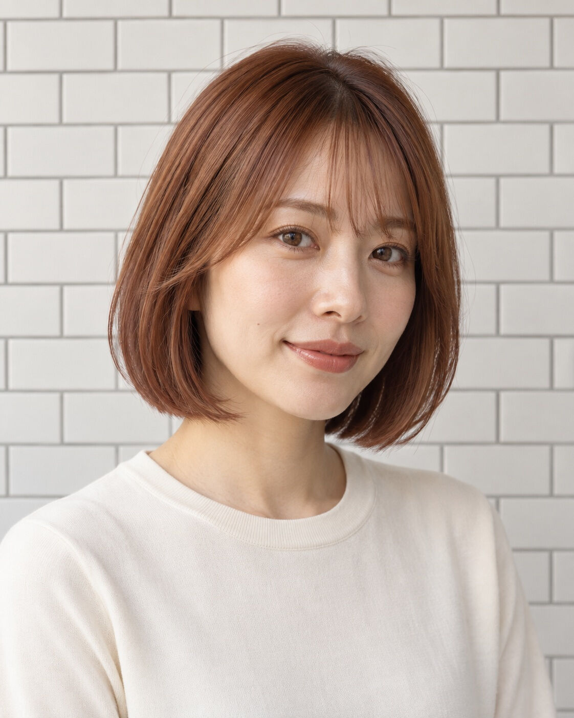 こっくりとしたオレンジを、丸みのあるボブに